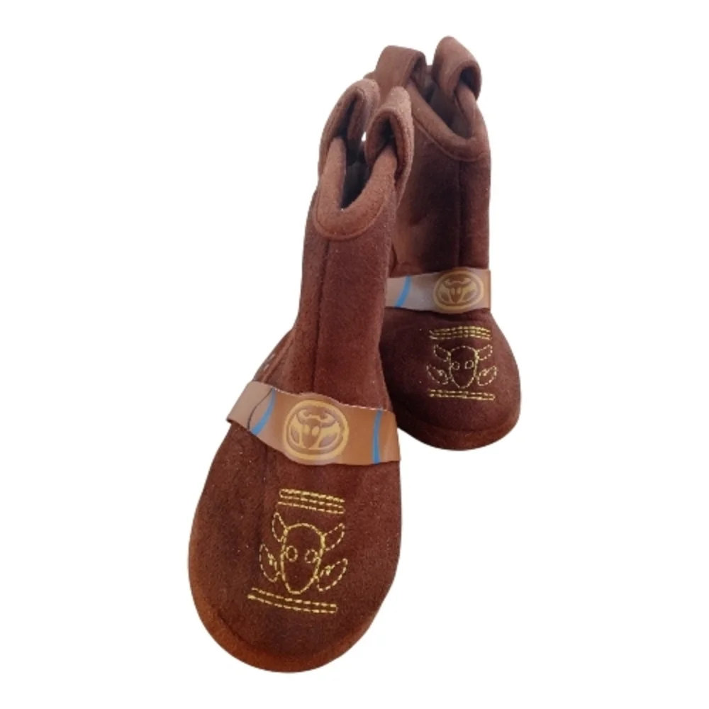 M4)  Disney Toy Story Woody Toddler Boots Slippers Size 5-6 Brown Soft Costume
